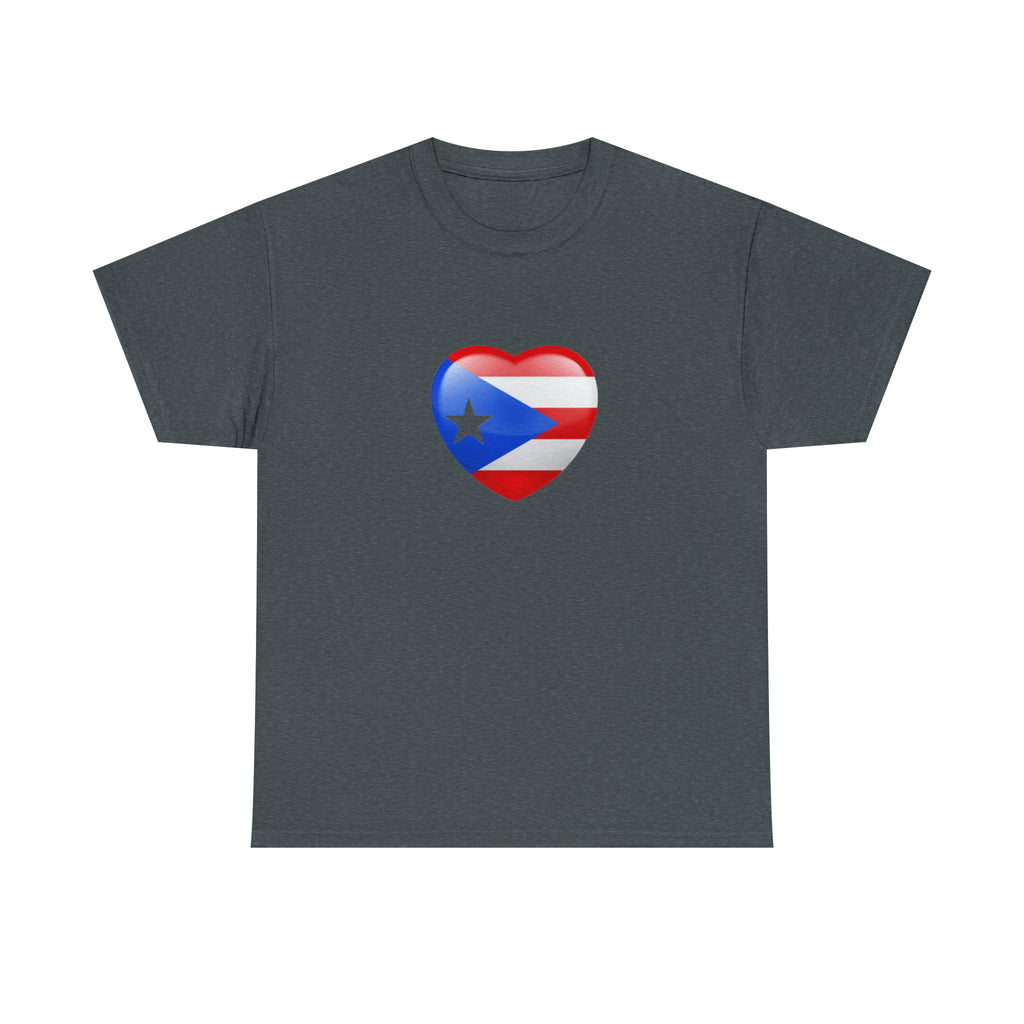 Puerto Rican Flag Heart Unisex Heavy Cotton Tee