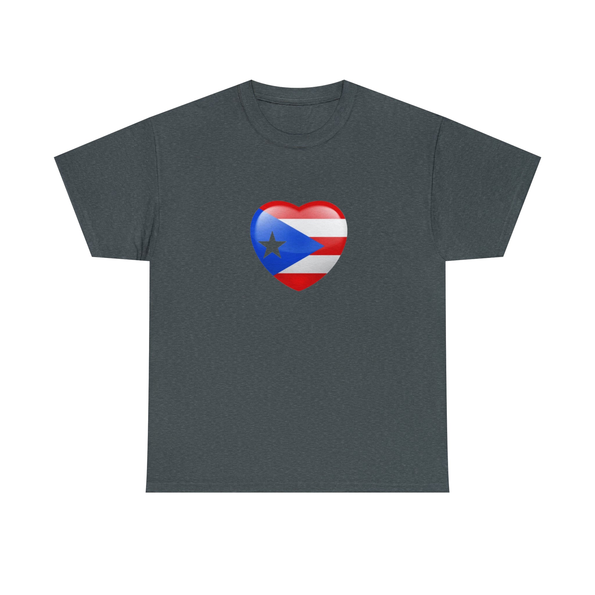 Puerto Rican Flag Heart Unisex Heavy Cotton Tee