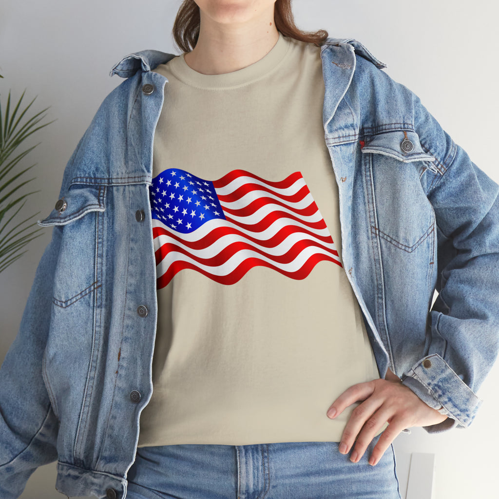 American Wavy Flag Unisex Heavy Cotton Tee