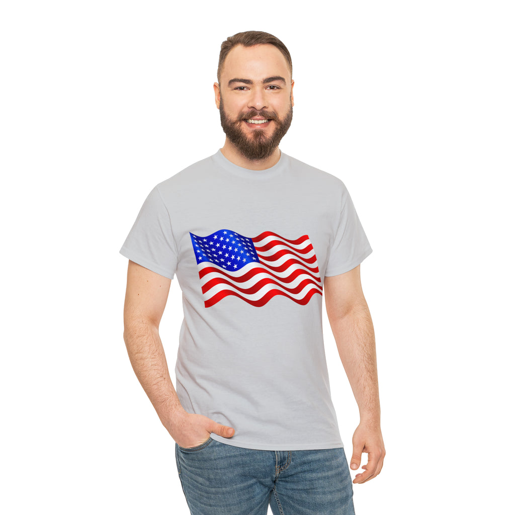 American Wavy Flag Unisex Heavy Cotton Tee