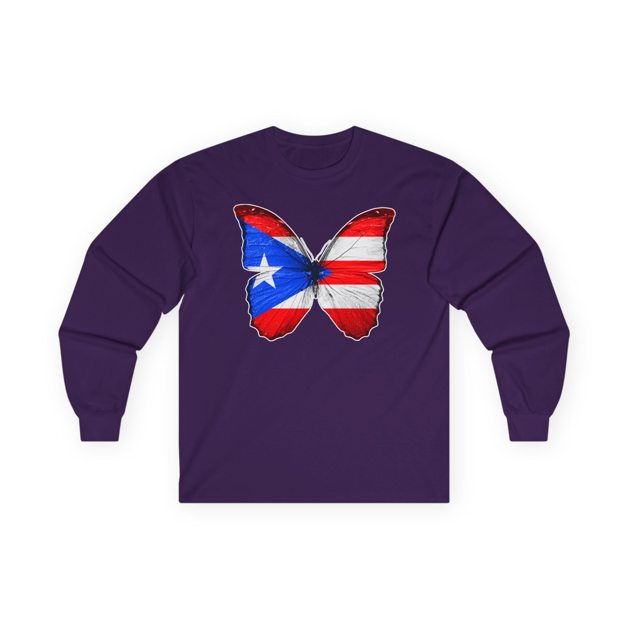 Women's Puerto Rico Flag Butterfly Long Sleeve Tee