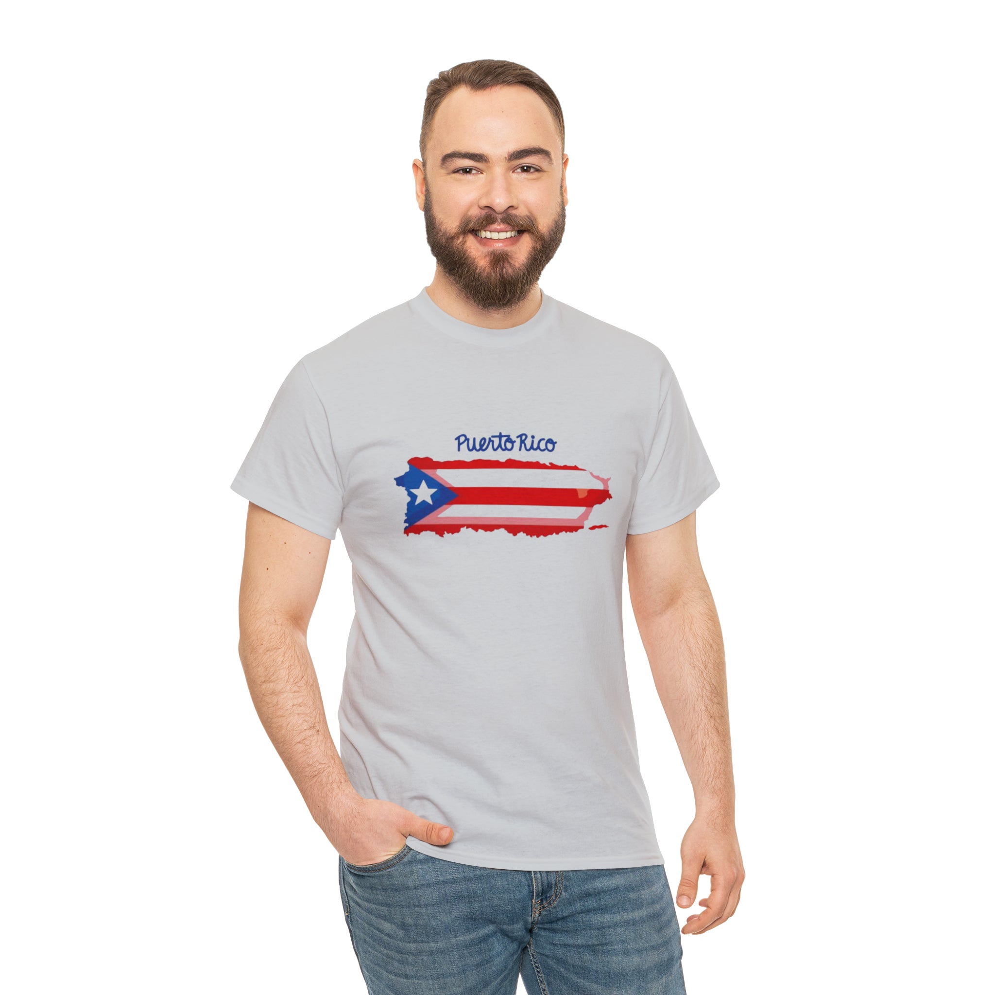 Island of Puerto Rico Flag Heavy Cotton Tee