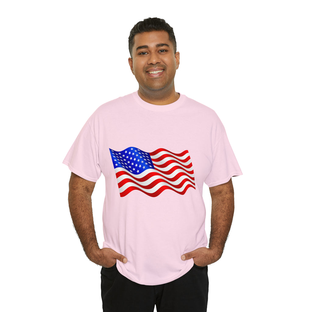 American Wavy Flag Unisex Heavy Cotton Tee