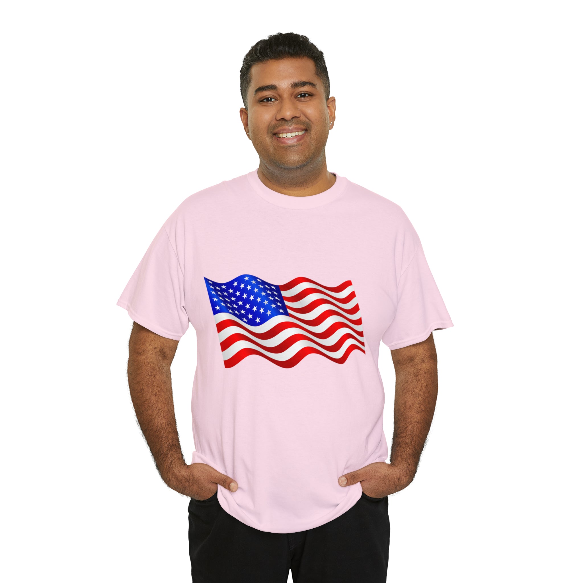 American Wavy Flag Unisex Heavy Cotton Tee