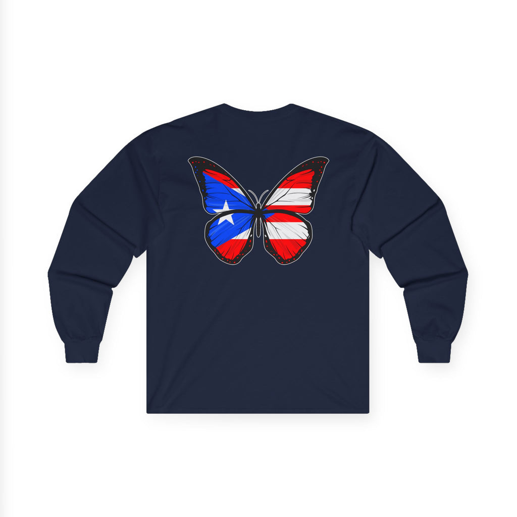 Women's Puerto Rico Flag Butterfly Long Sleeve Tee