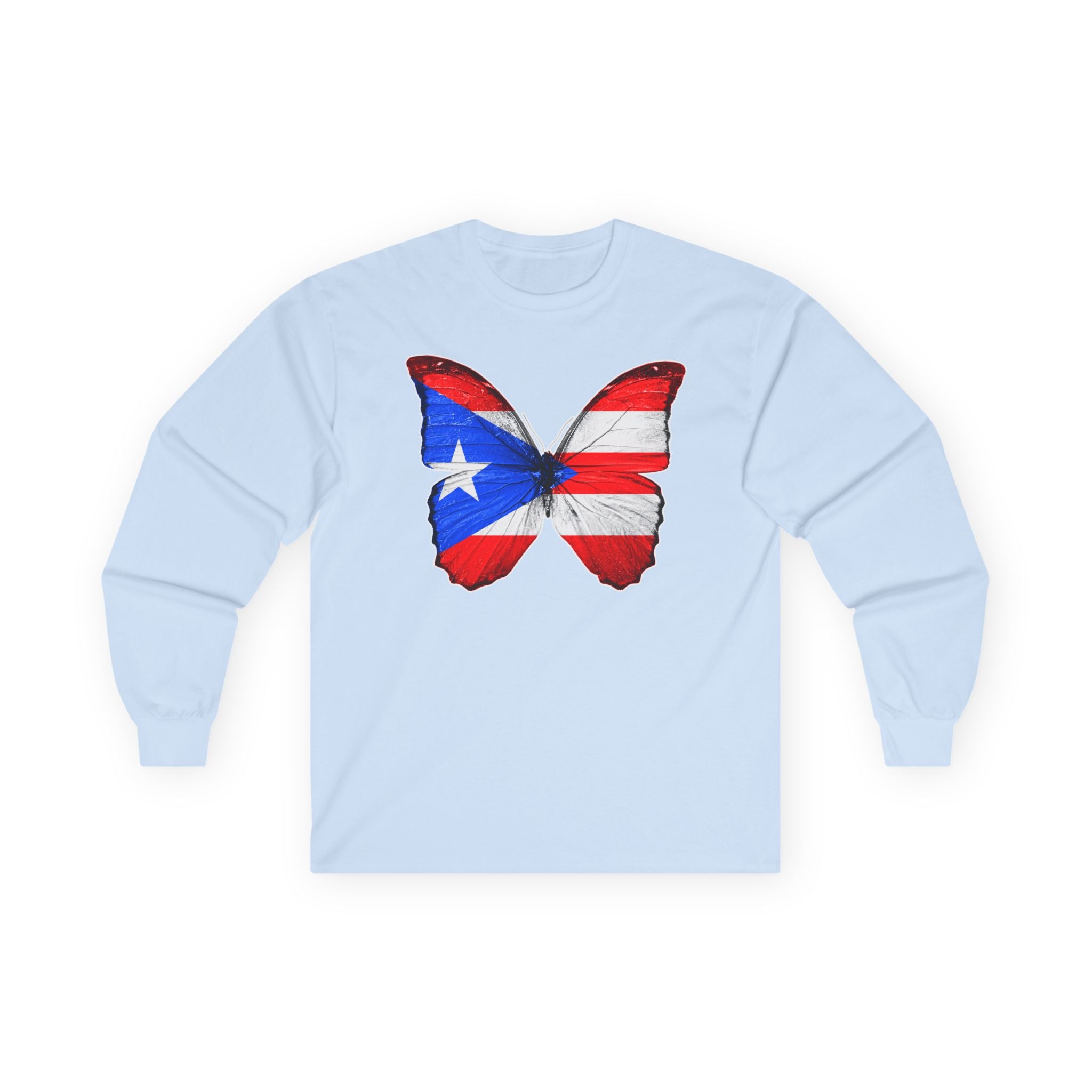 Women's Puerto Rico Flag Butterfly Long Sleeve Tee