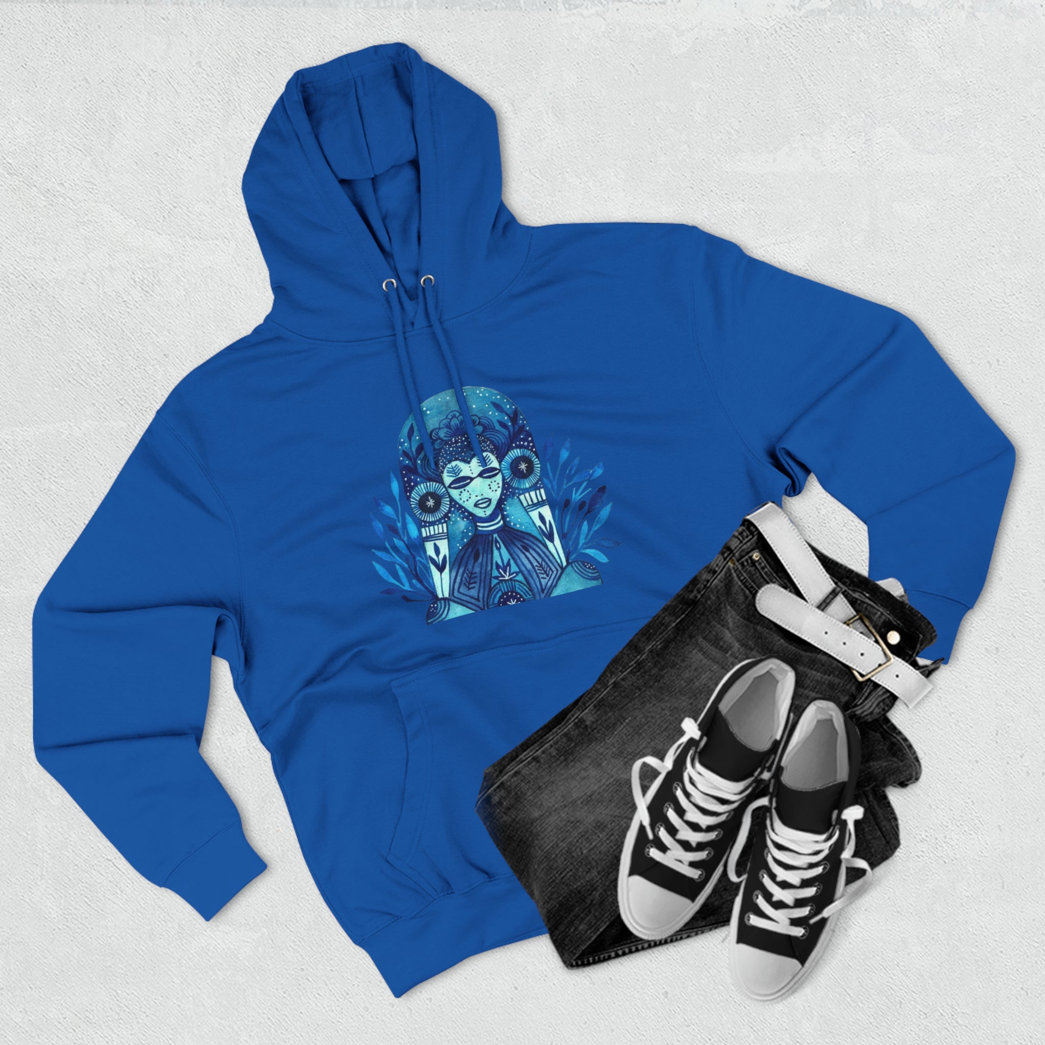 Taino Inspired Queen When Its Dark Look For The Stars Three-Panel Fleece Hoodie