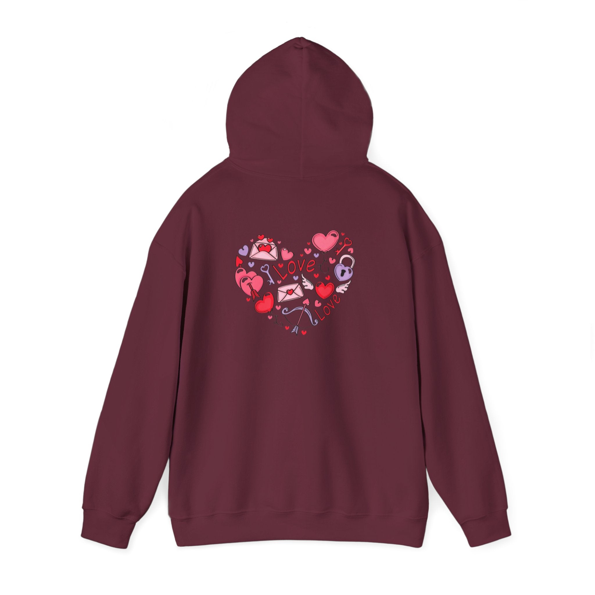Valentine's Day Love Graphic Hoodie — Heart & 'LOVE' Valentine Pullover