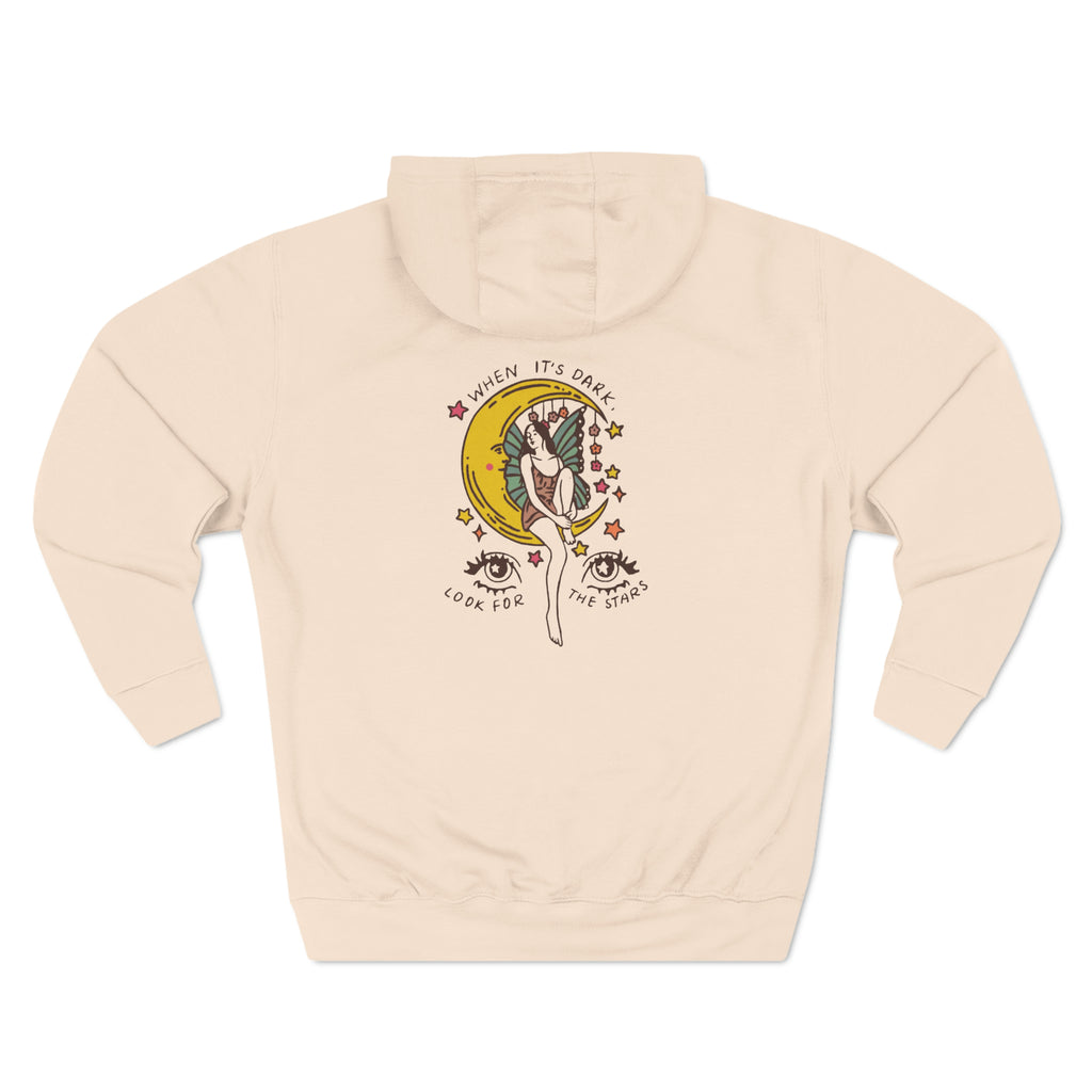 Taino Inspired Queen When Its Dark Look For The Stars Three-Panel Fleece Hoodie