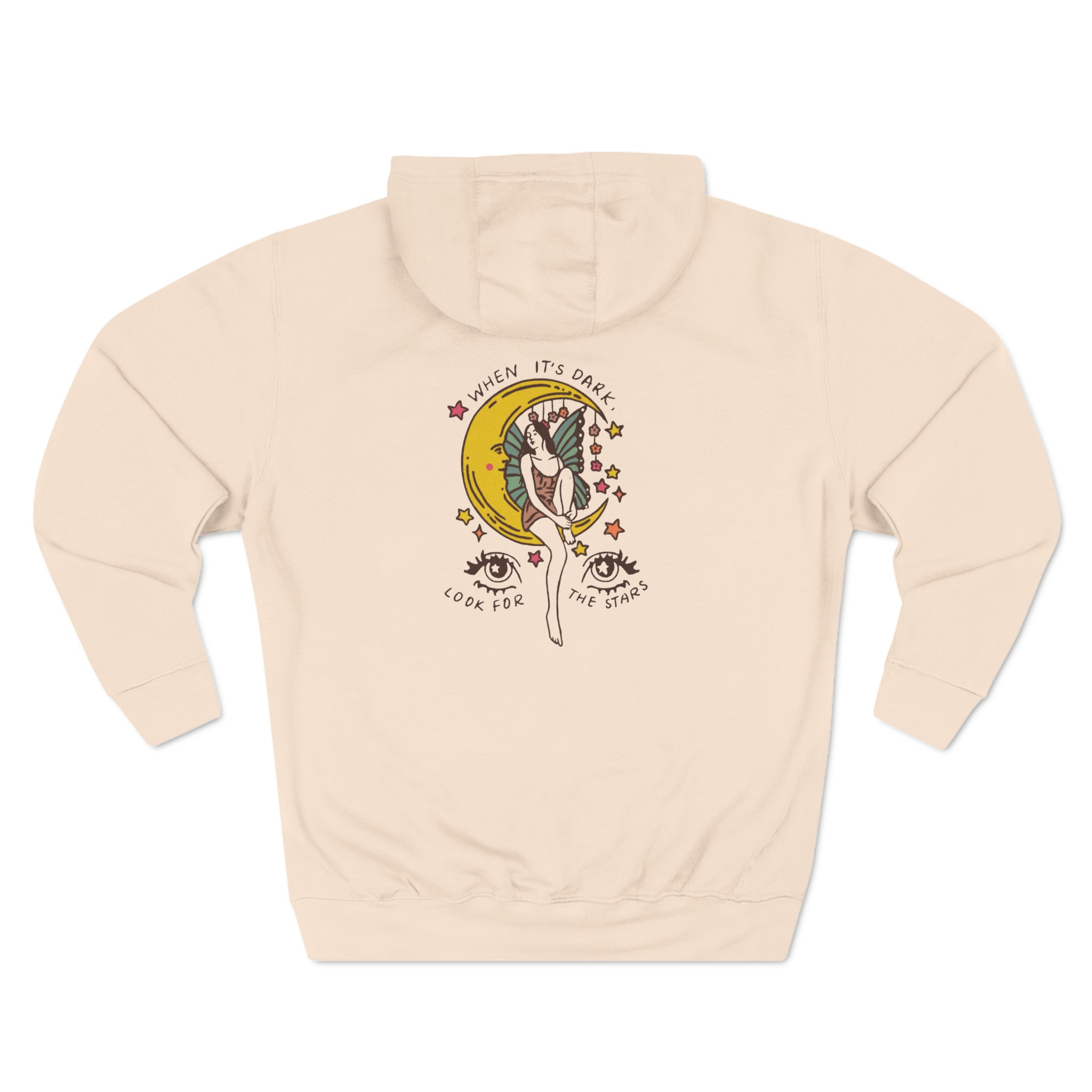Taino Inspired Queen When Its Dark Look For The Stars Three-Panel Fleece Hoodie