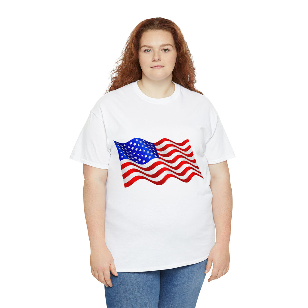American Wavy Flag Unisex Heavy Cotton Tee