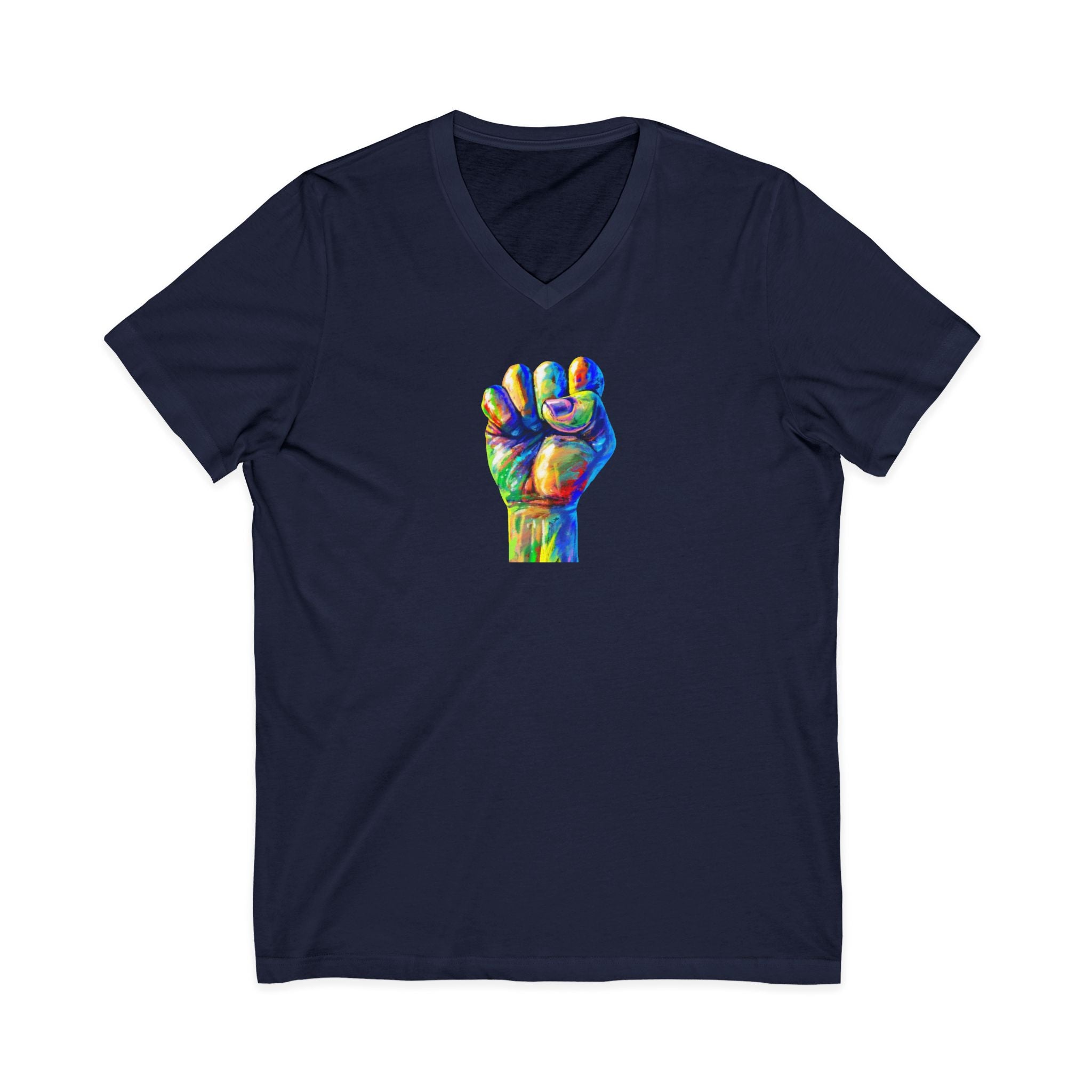 Power To The People Fist V-Neck Tee — Pride & Protest Solidarity T-Shirt