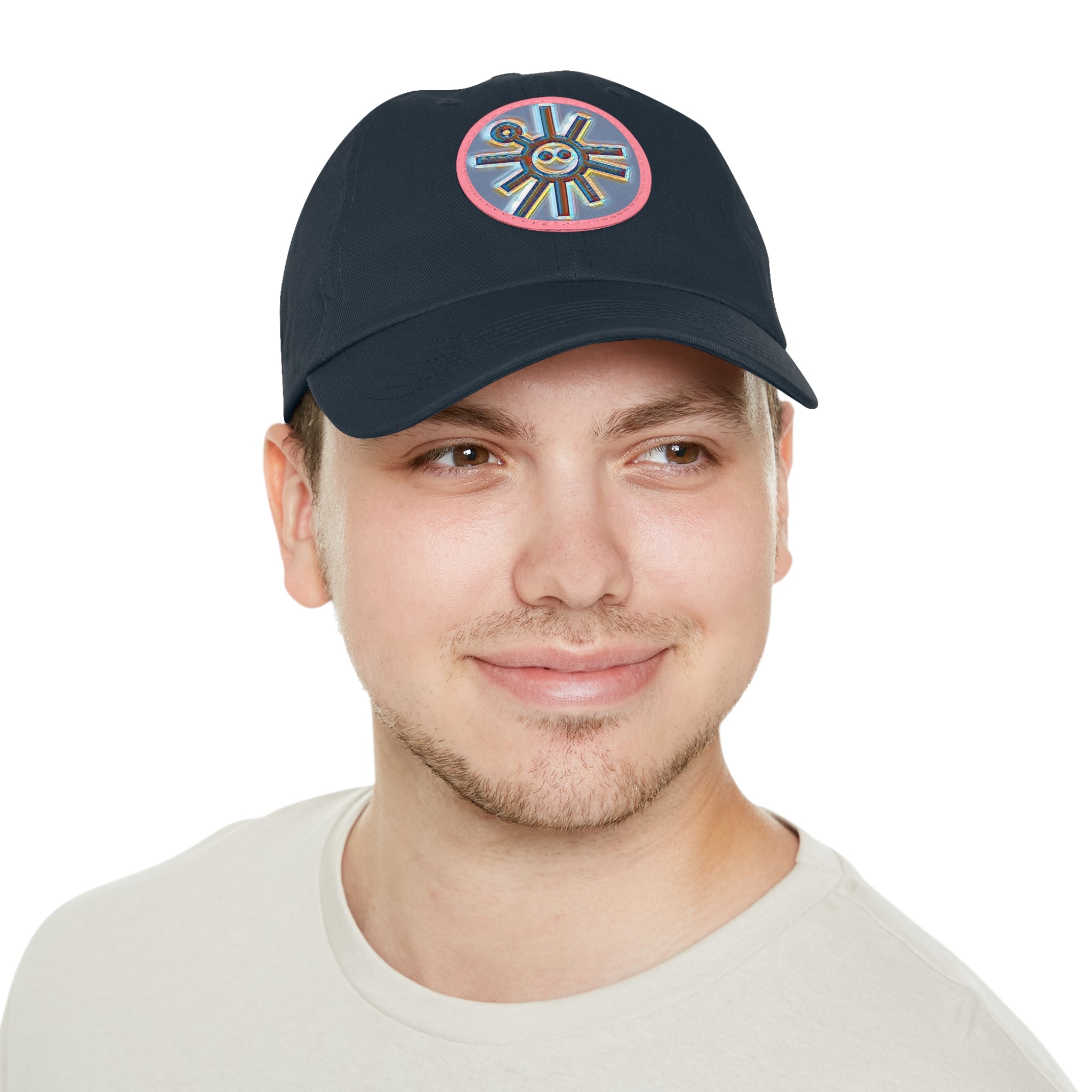 Taino Symbolism Dad Hat with Leather Patch (Round)