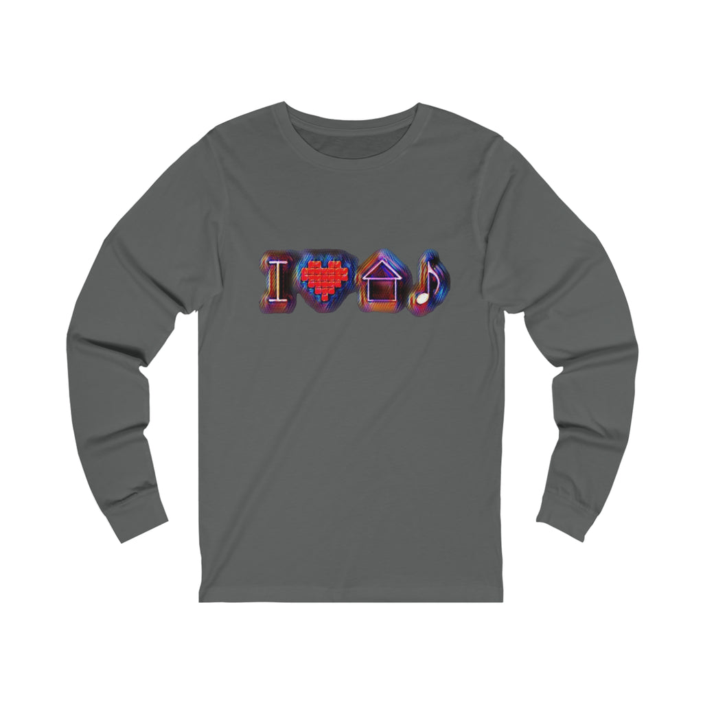 I Love House Music Symbols Unisex Jersey Long Sleeve Tee