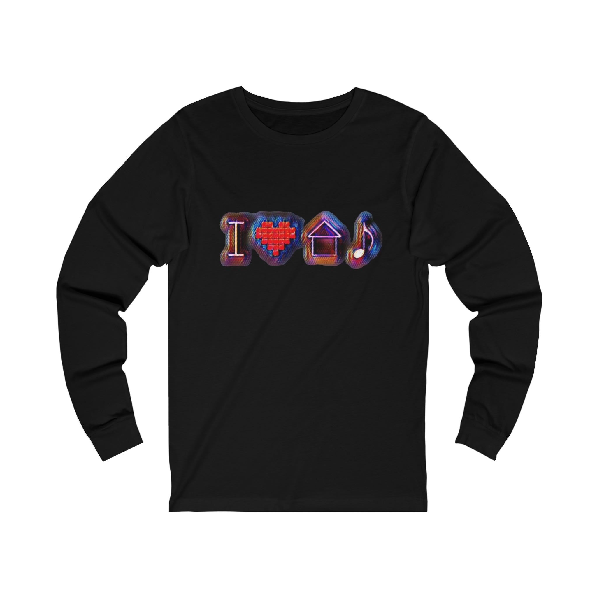 I Love House Music Symbols Unisex Jersey Long Sleeve Tee