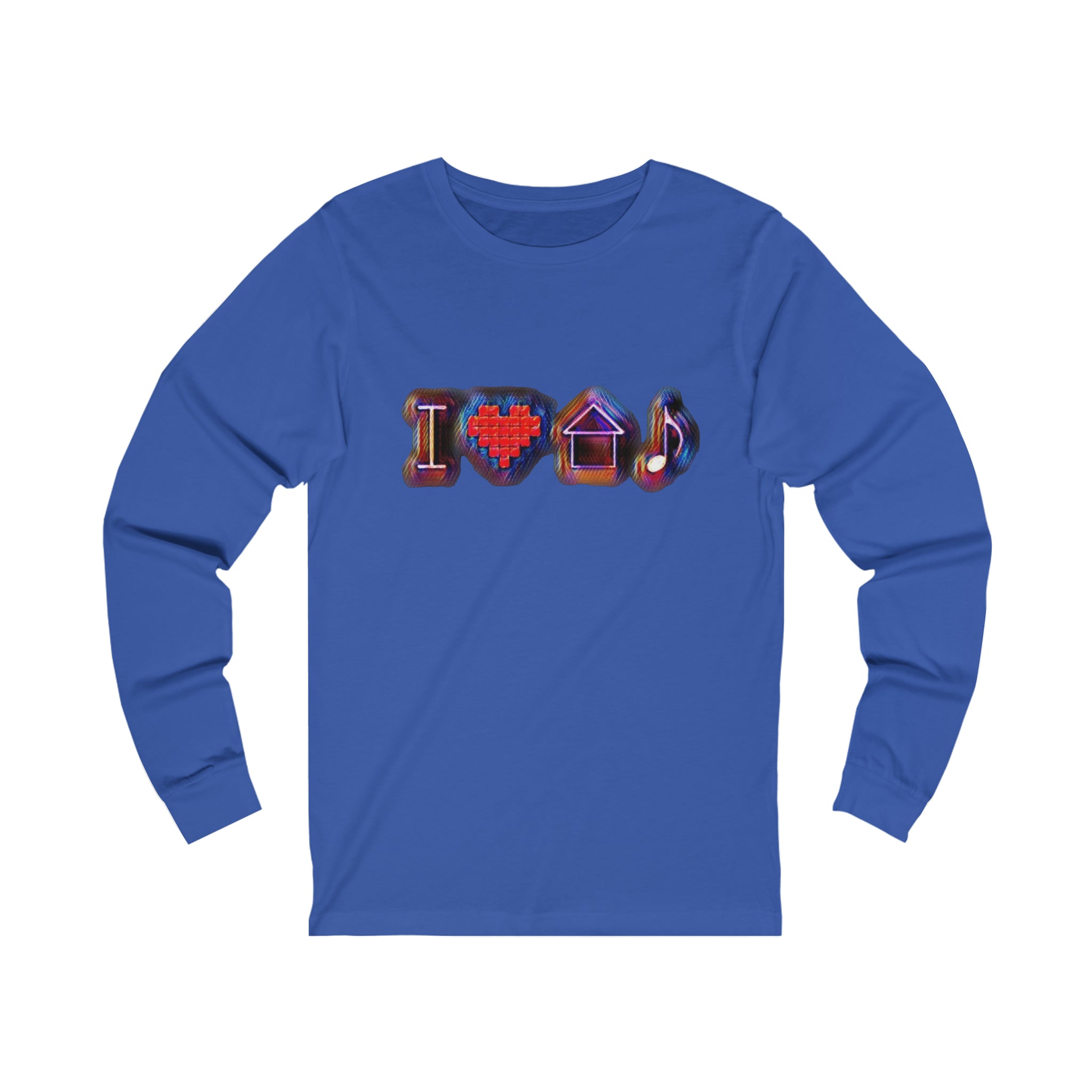 I Love House Music Symbols Unisex Jersey Long Sleeve Tee
