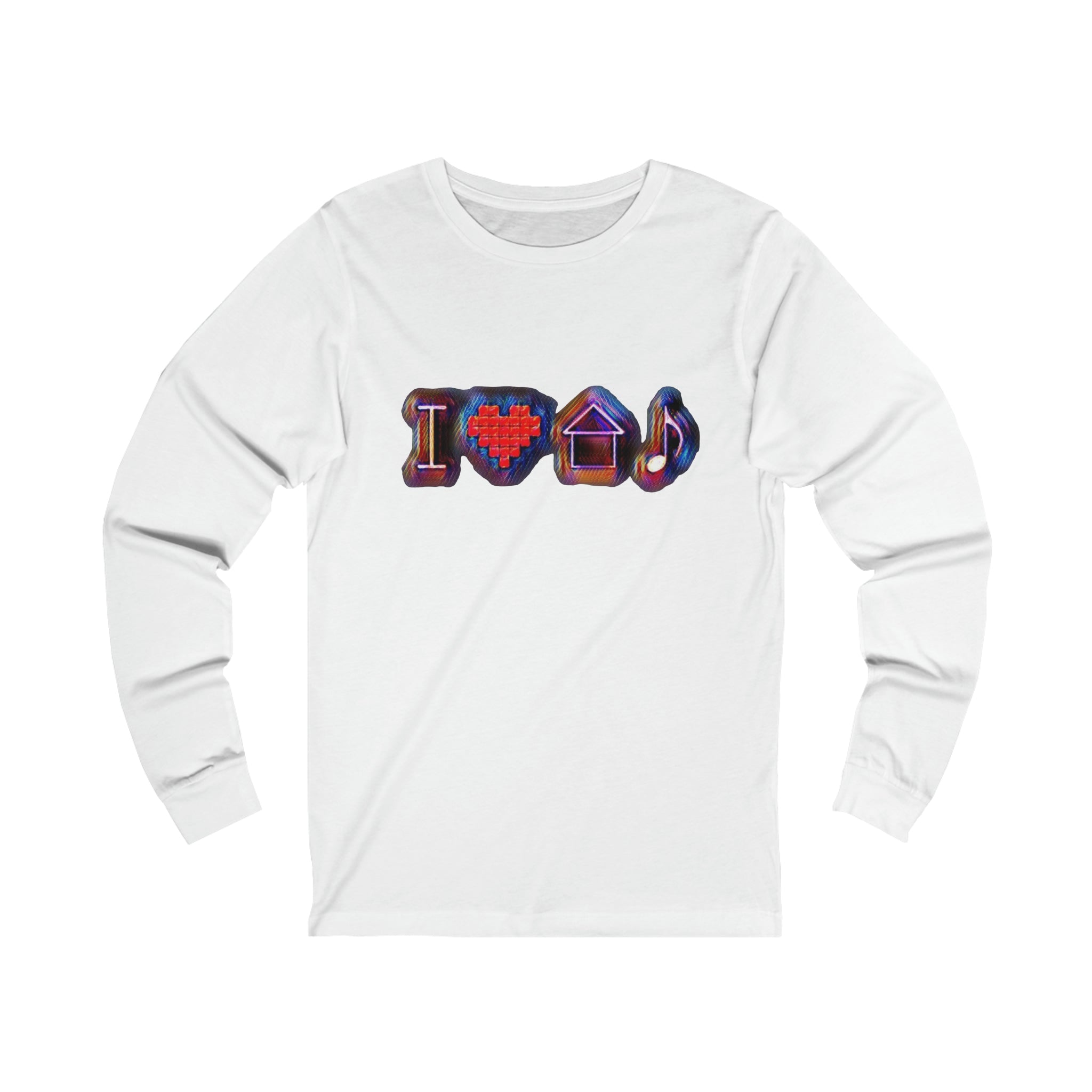 I Love House Music Symbols Unisex Jersey Long Sleeve Tee