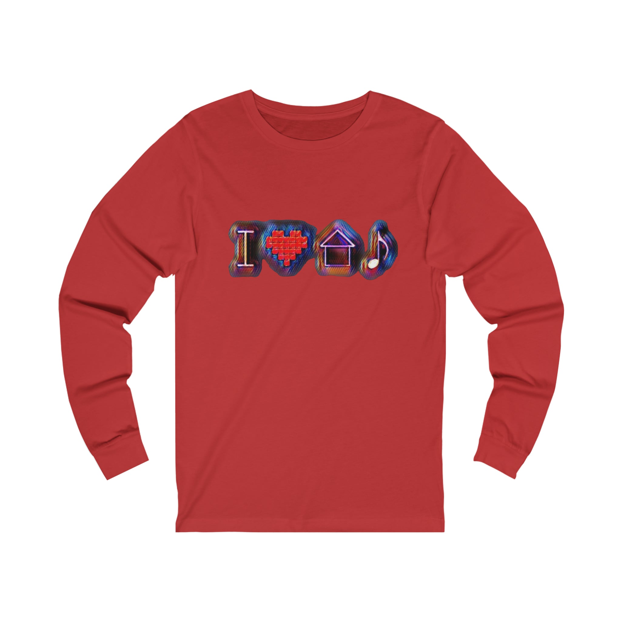 I Love House Music Symbols Unisex Jersey Long Sleeve Tee