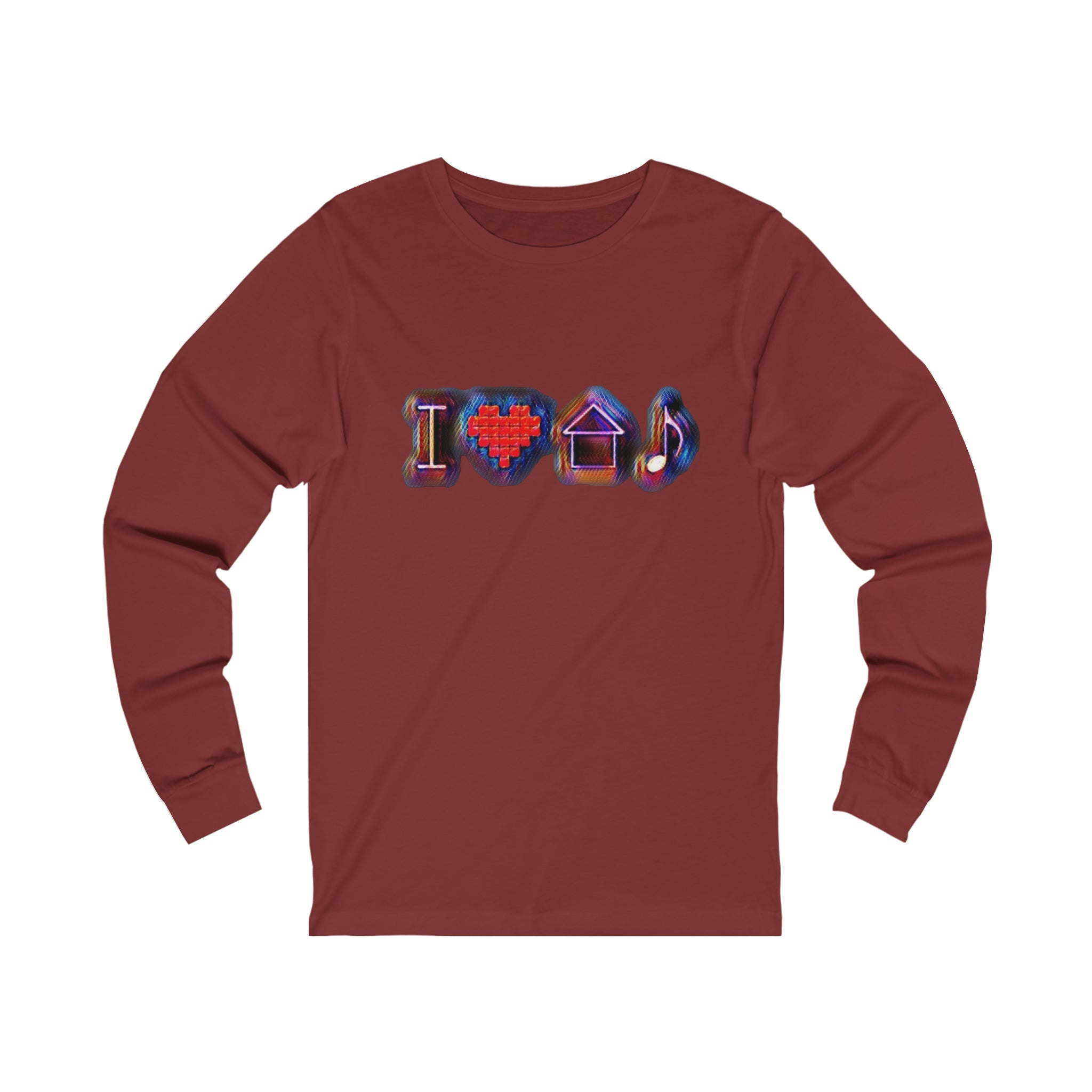 I Love House Music Symbols Unisex Jersey Long Sleeve Tee