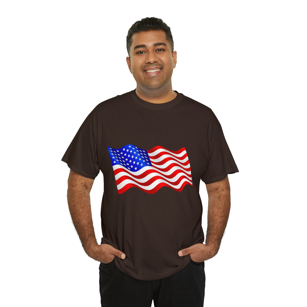 American Wavy Flag Unisex Heavy Cotton Tee