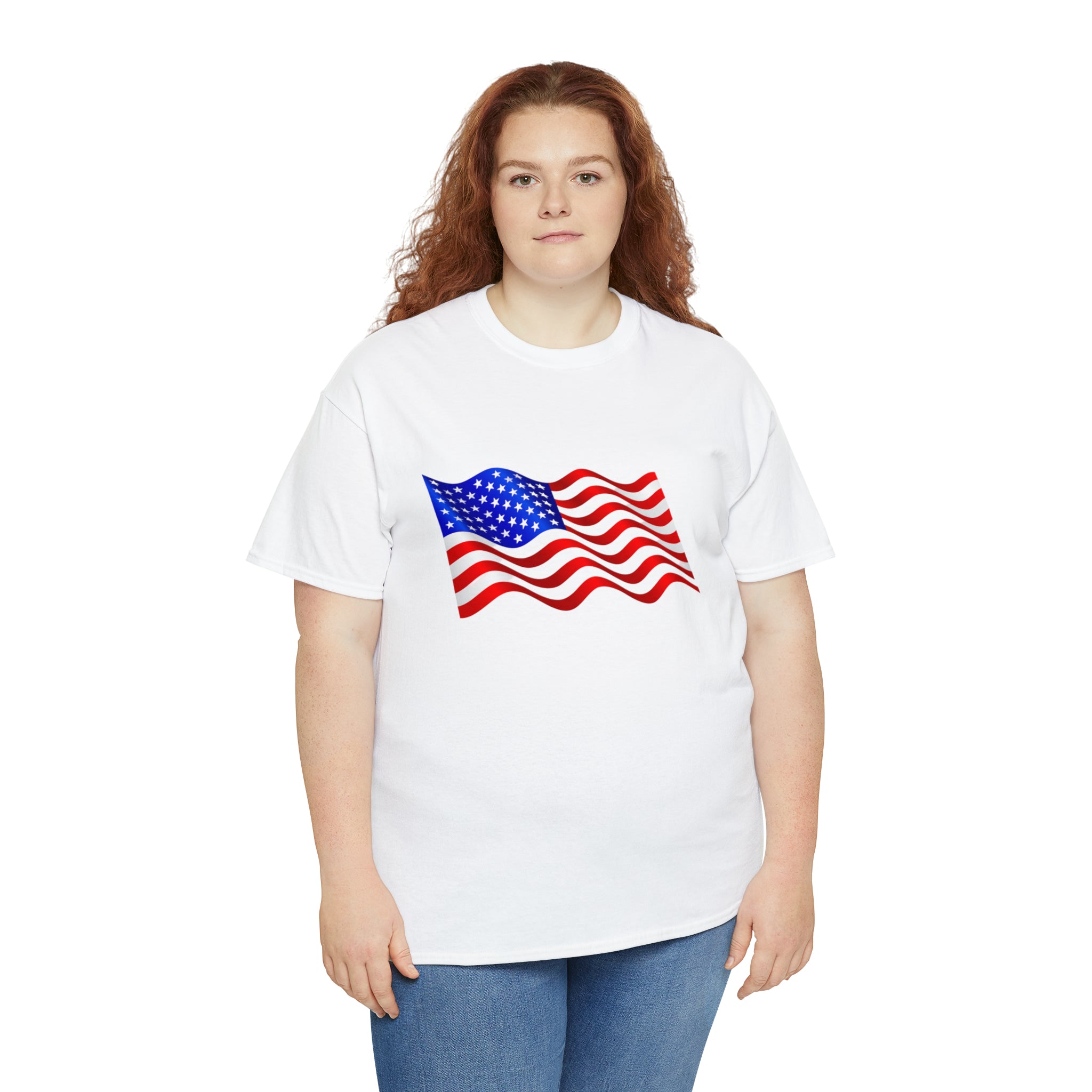 American Wavy Flag Unisex Heavy Cotton Tee