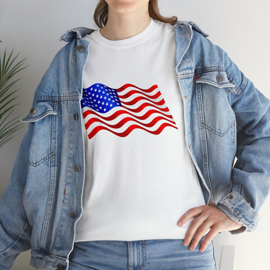 American Wavy Flag Unisex Heavy Cotton Tee