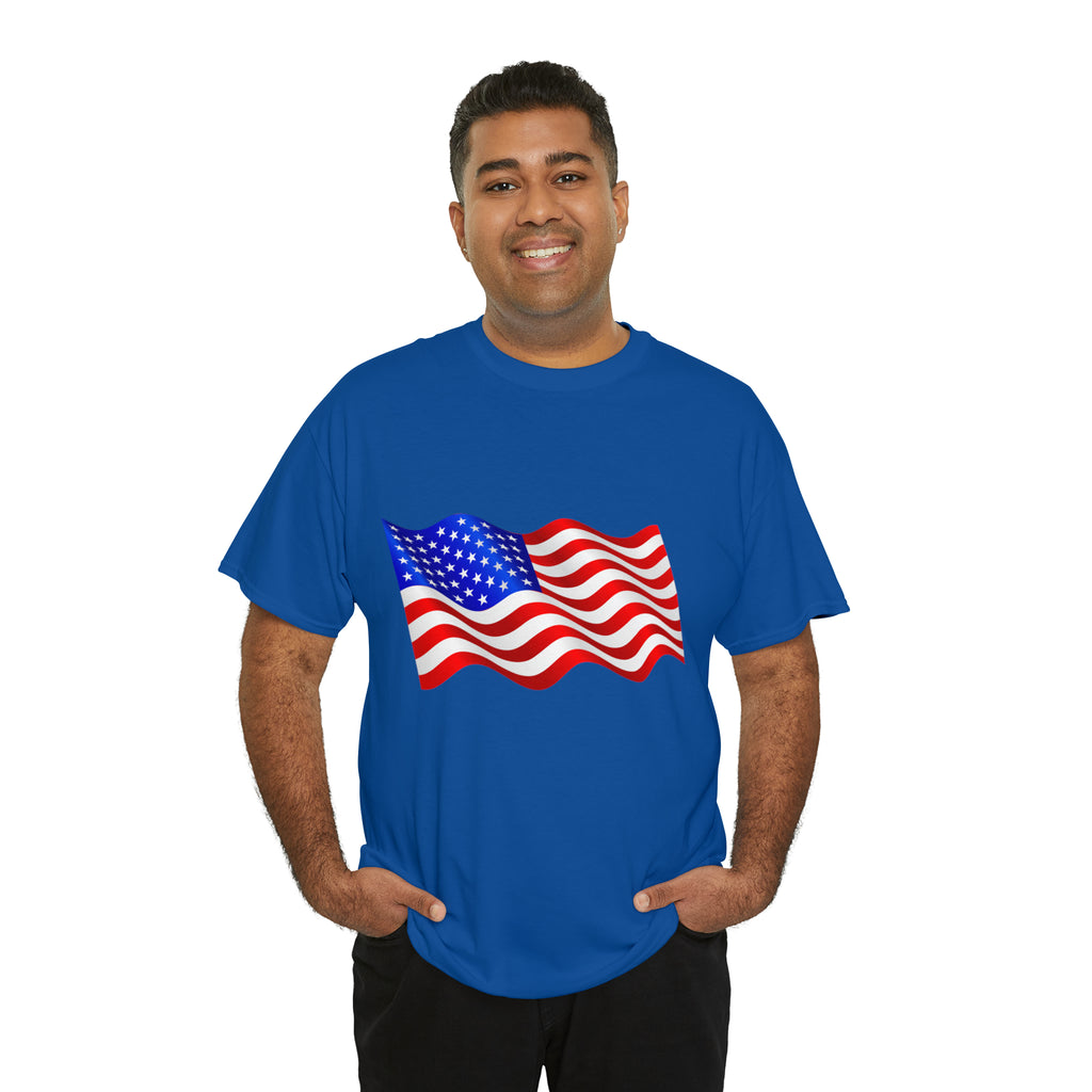 American Wavy Flag Unisex Heavy Cotton Tee