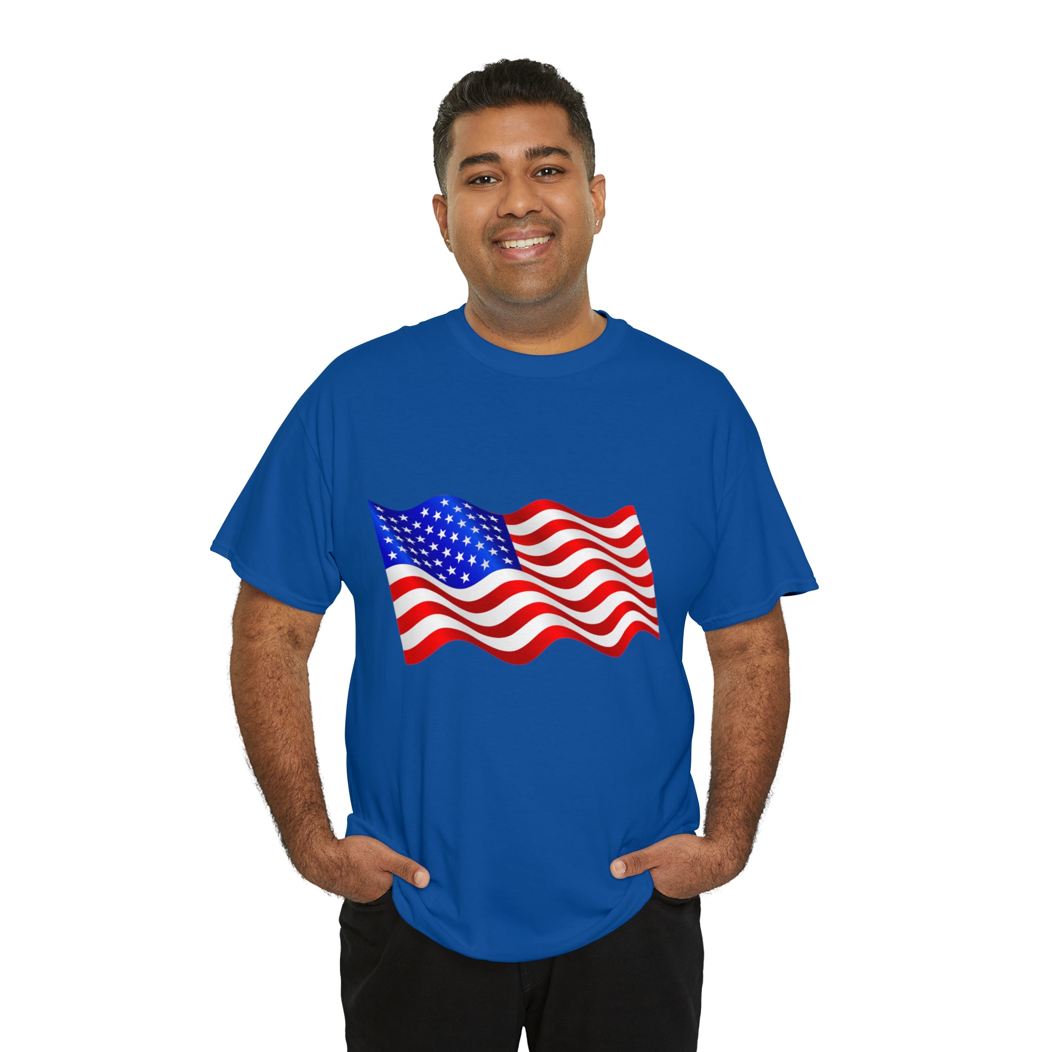 American Wavy Flag Unisex Heavy Cotton Tee