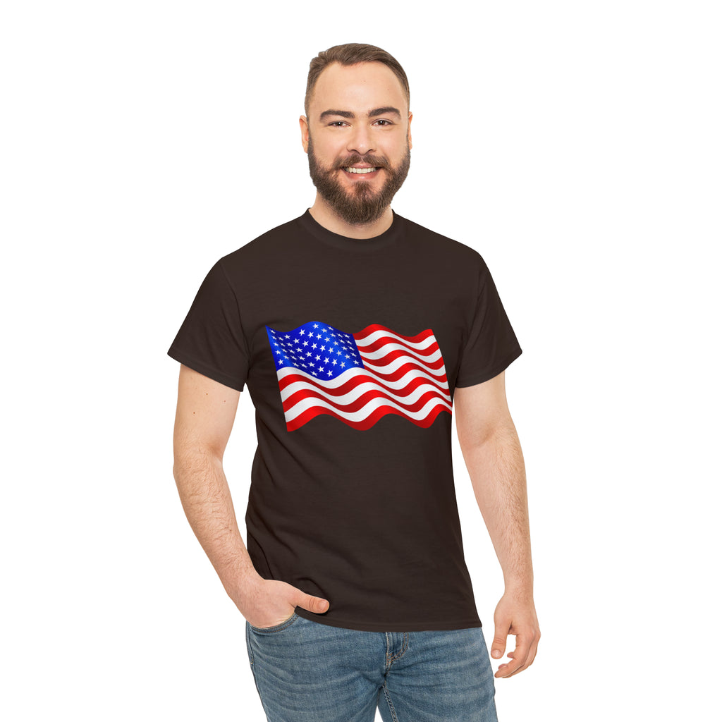 American Wavy Flag Unisex Heavy Cotton Tee