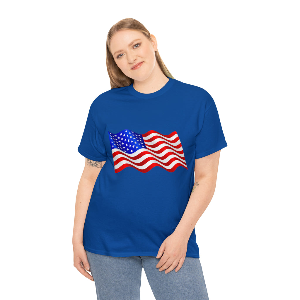 American Wavy Flag Unisex Heavy Cotton Tee