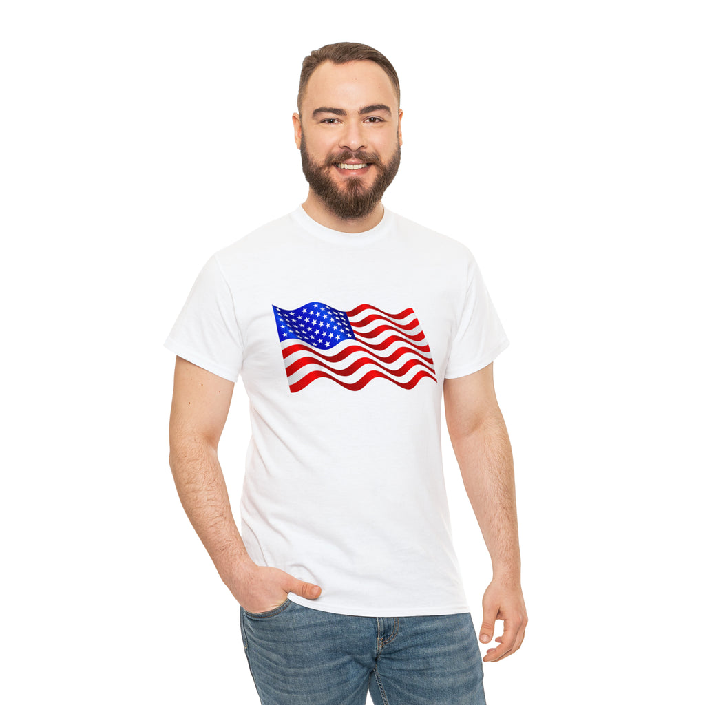 American Wavy Flag Unisex Heavy Cotton Tee