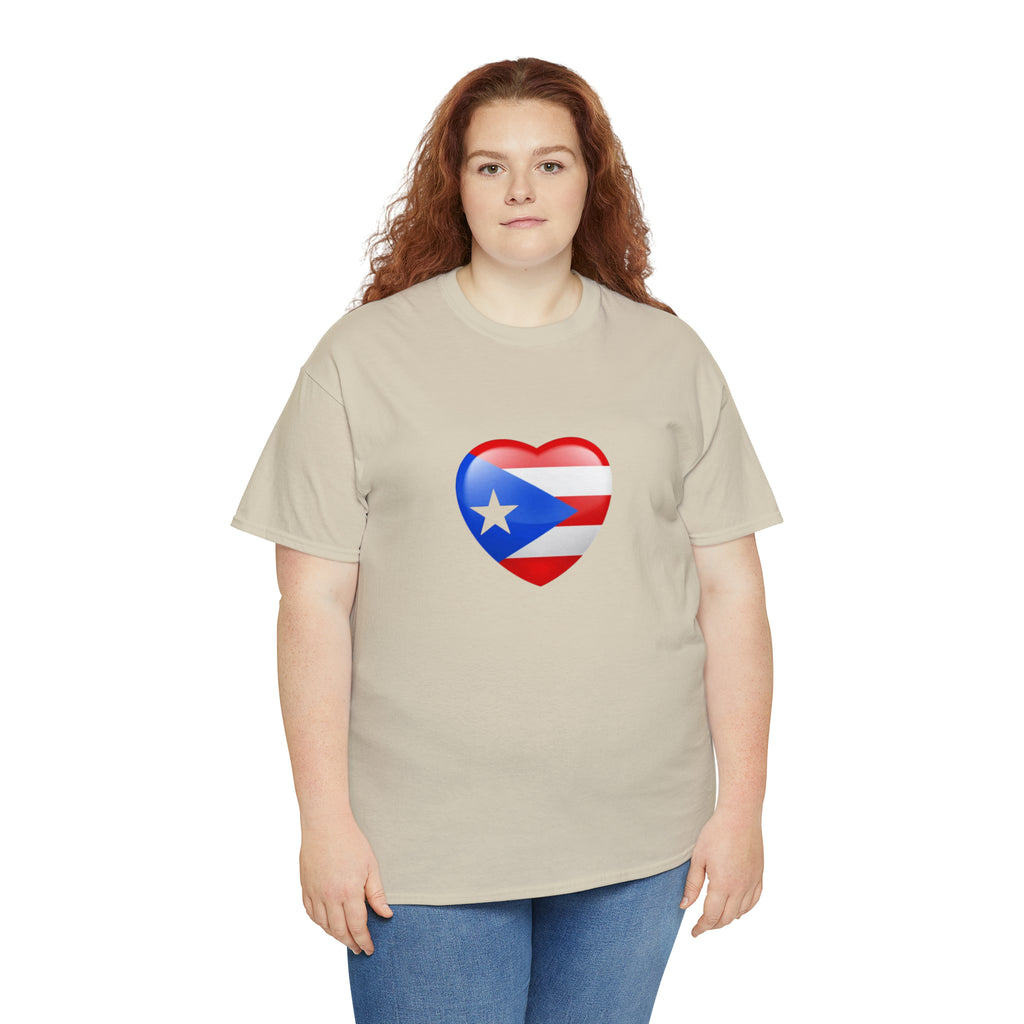 Puerto Rican Flag Heart Unisex Heavy Cotton Tee