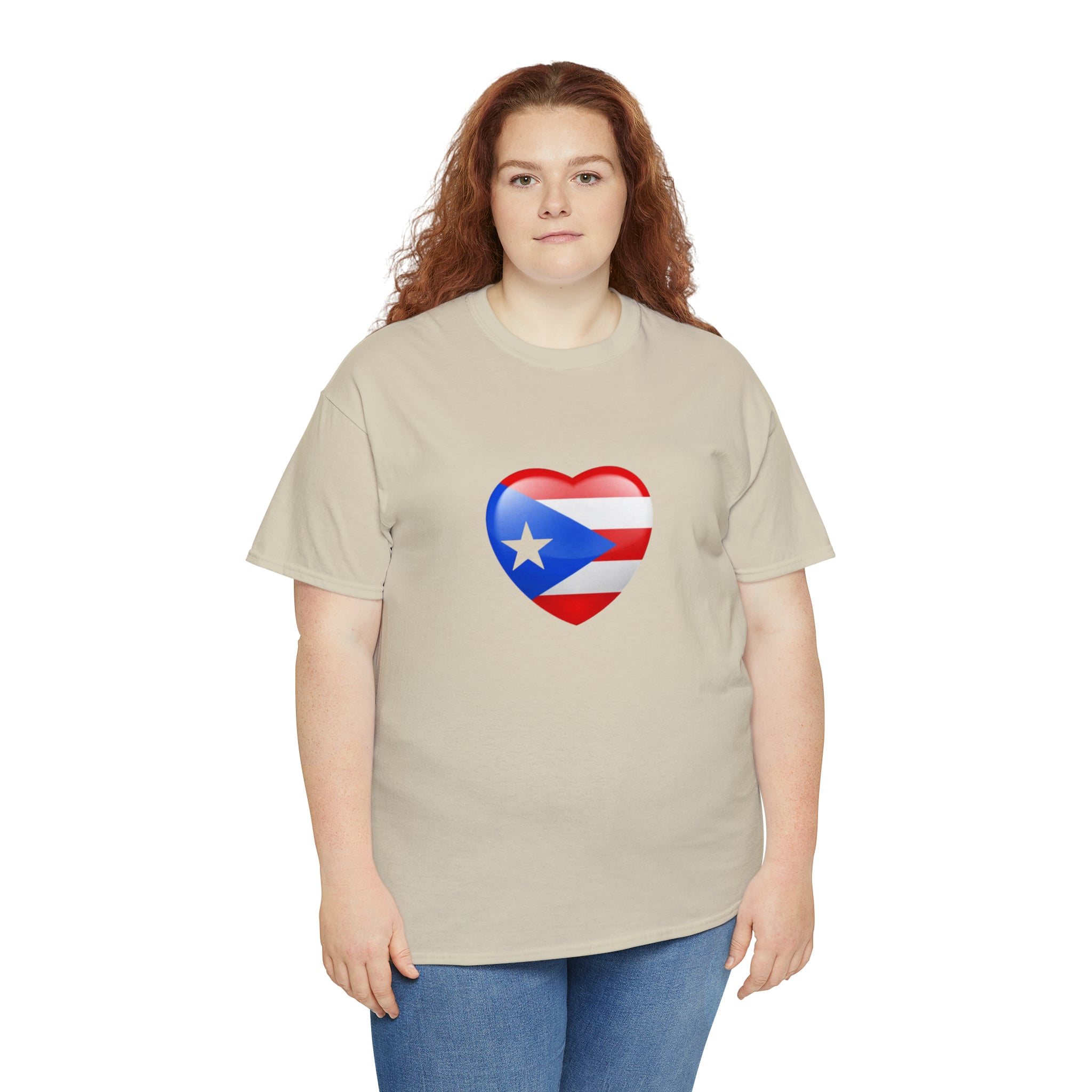 Puerto Rican Flag Heart Unisex Heavy Cotton Tee