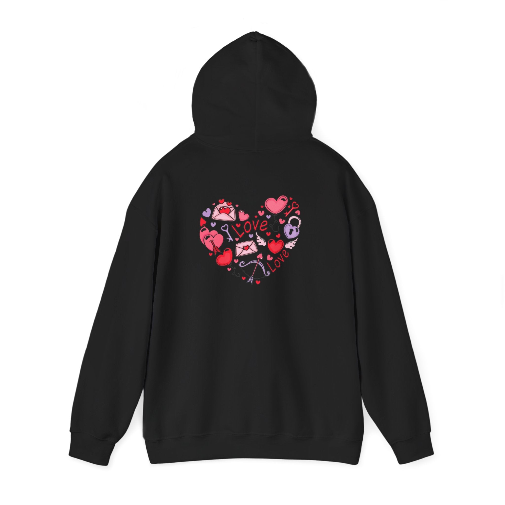 Valentine's Day Love Graphic Hoodie — Heart & 'LOVE' Valentine Pullover