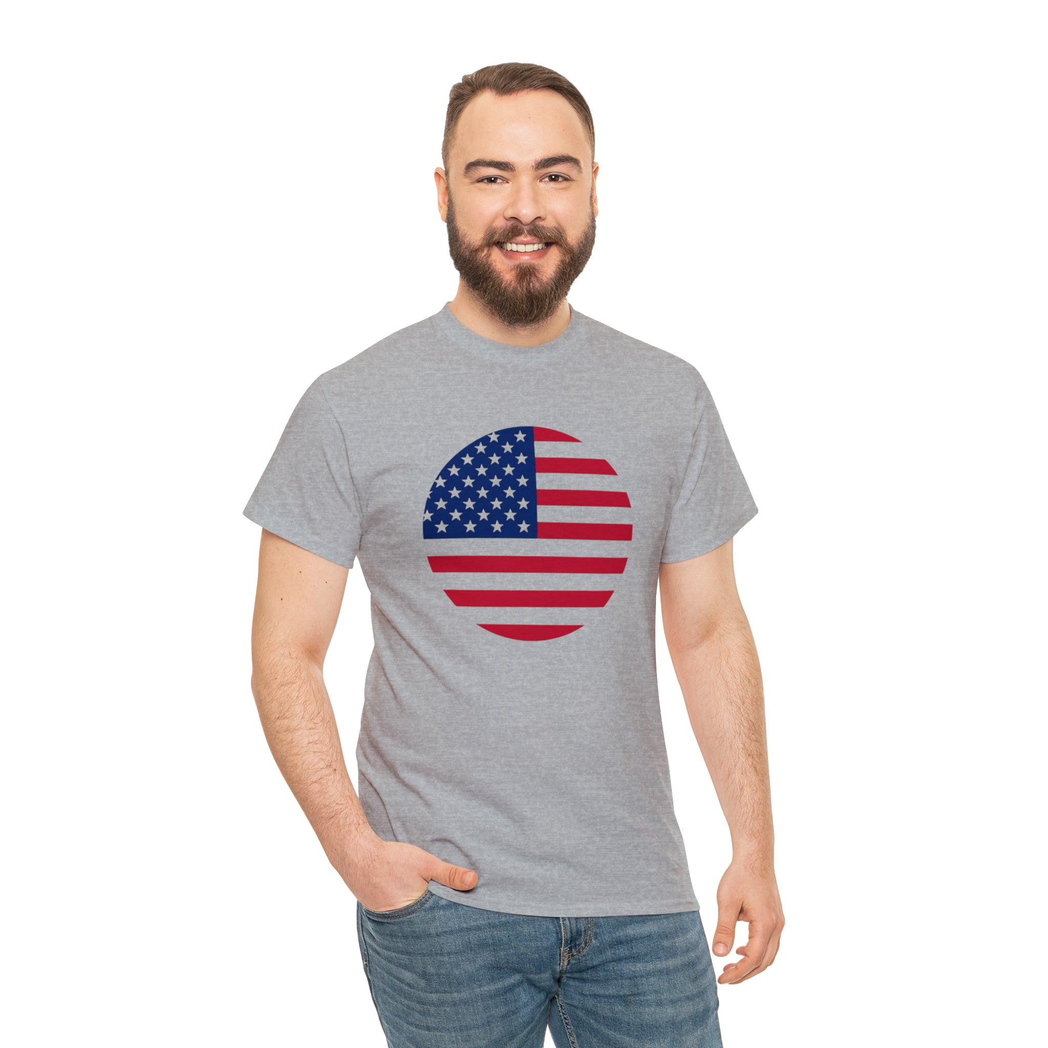 American Flag Globe Unisex Heavy Cotton Tee