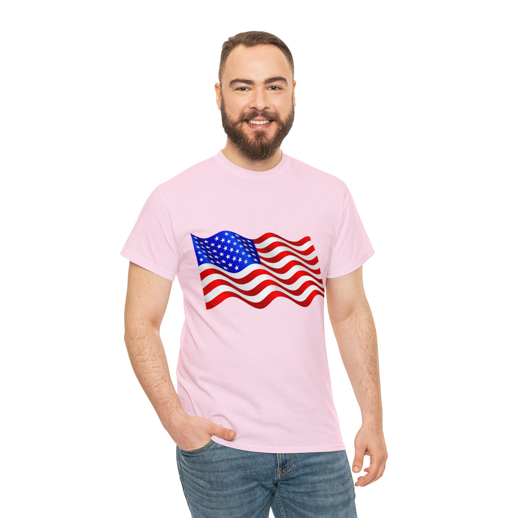 American Wavy Flag Unisex Heavy Cotton Tee