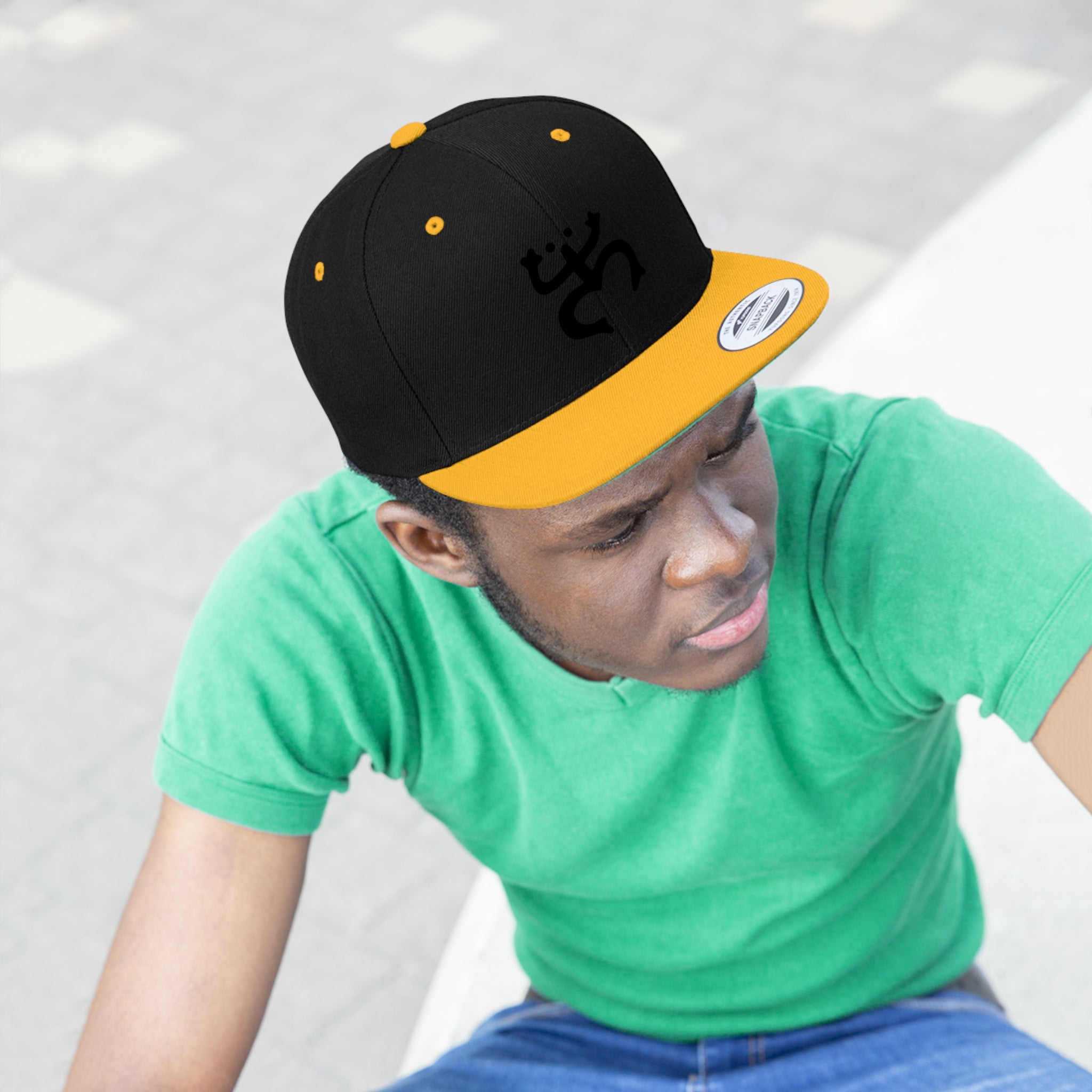 Taino Black Coqui Unisex Flat Bill Hat