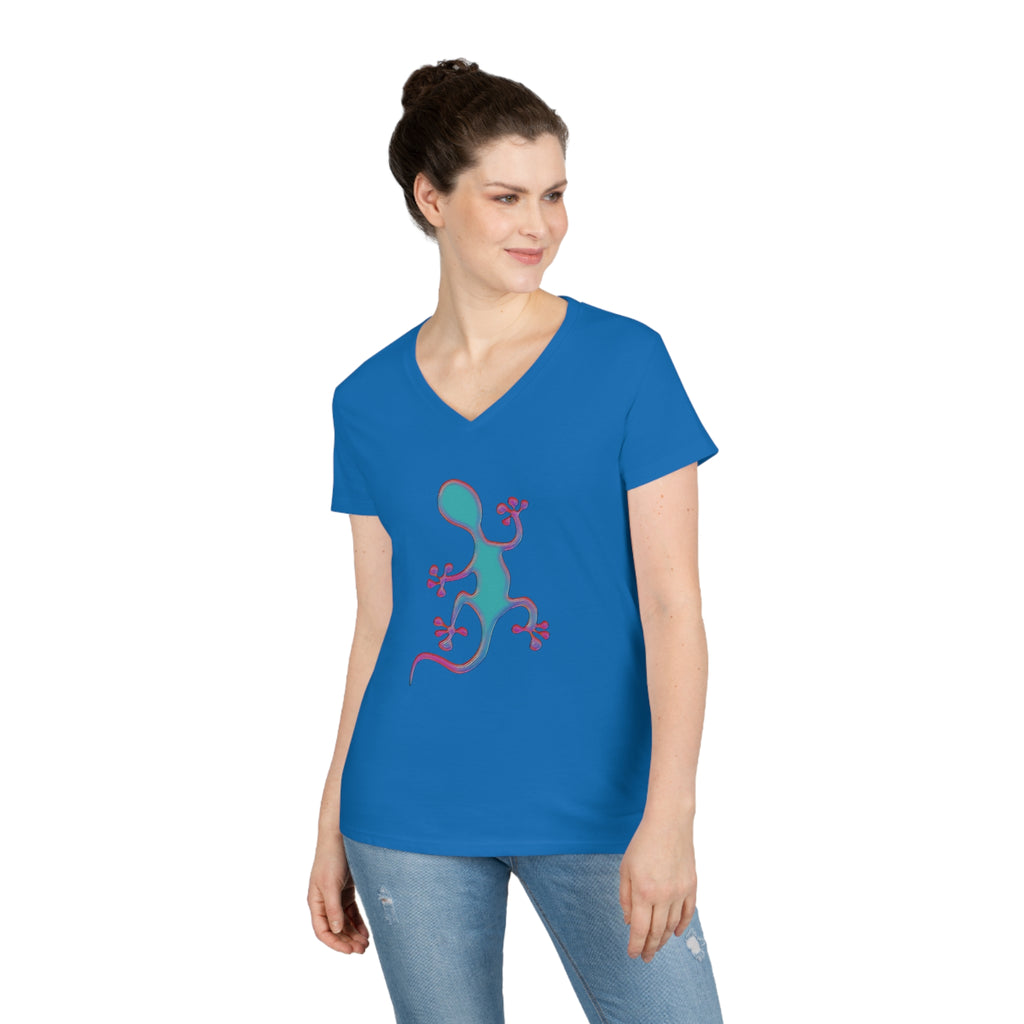 Taino-Inspried Salamander Ladies' V-Neck T-Shirt
