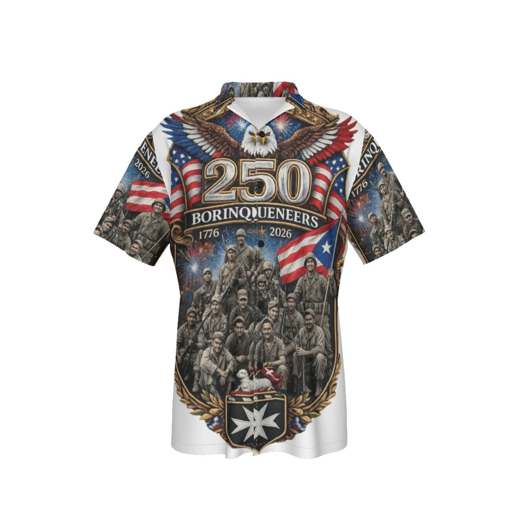 All-Over Print Men's Hawaiian Shirt With Button Closure