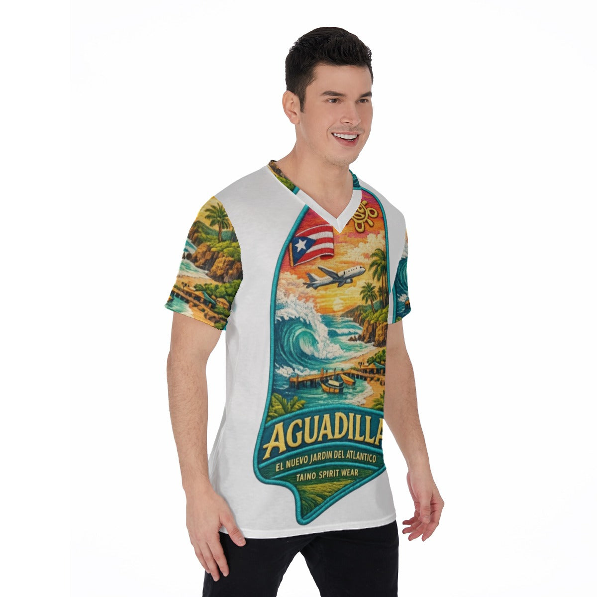 TSW Aguadilla Puerto Rico All-Over Print V-Neck T-Shirt