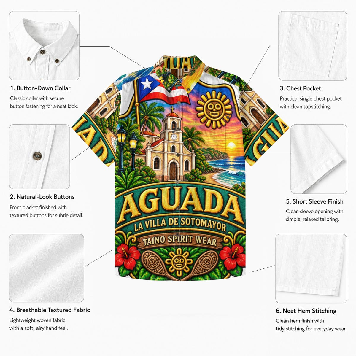 All-Over Print Men's Breathable Shirt|140GSM Slub Cotton