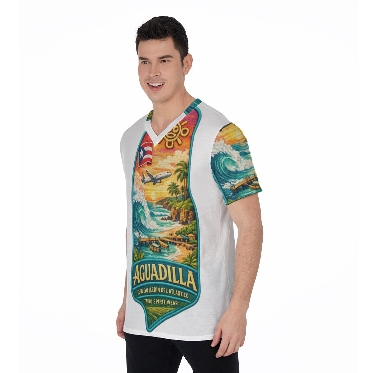 TSW Aguadilla Puerto Rico All-Over Print V-Neck T-Shirt