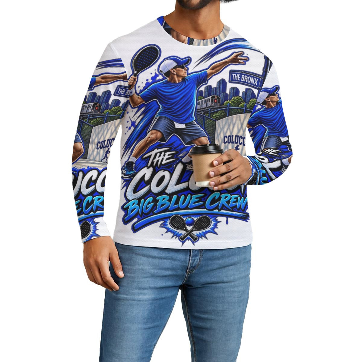 The Colucci Big Blue Family "All Over Print-The Crew" Long Sleeve TShirt