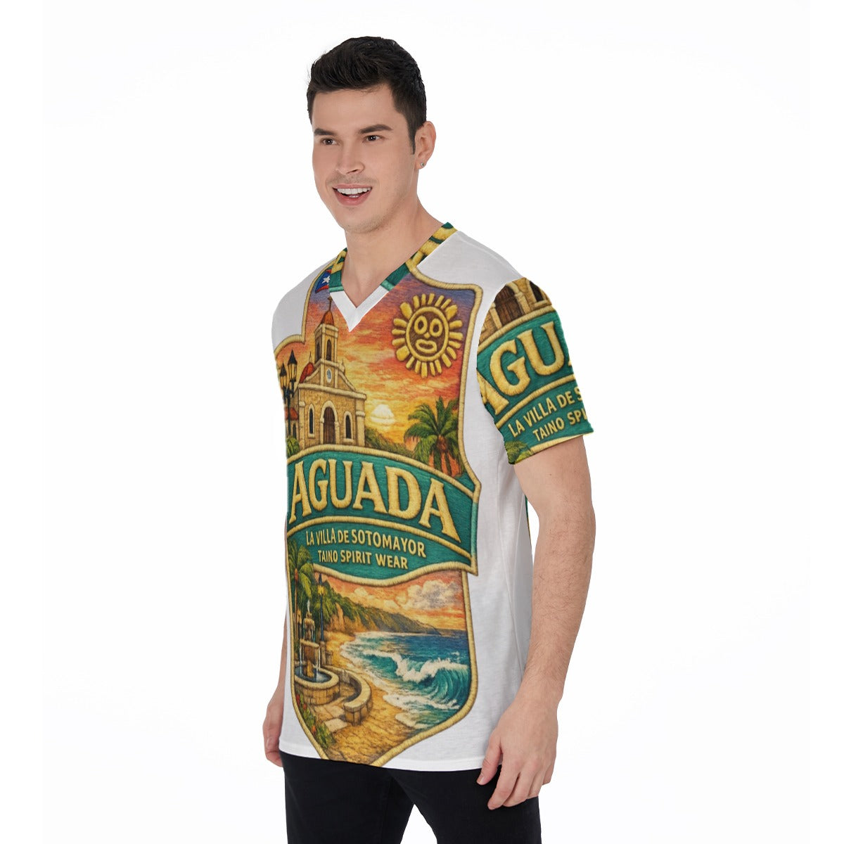 TSW Aguada Puerto Rico All-Over Print V-Neck T-Shirt