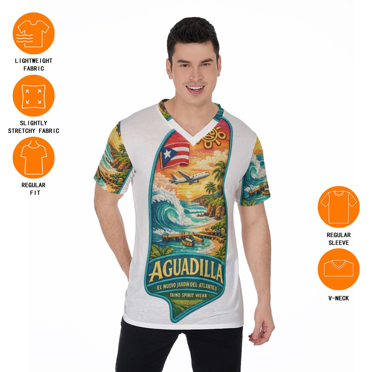 TSW Aguadilla Puerto Rico All-Over Print V-Neck T-Shirt
