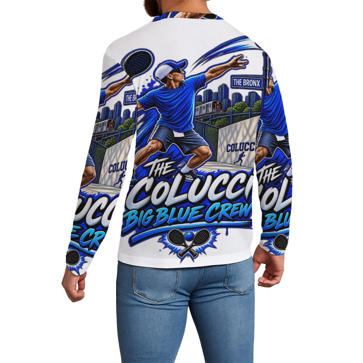 The Colucci Big Blue Family "All Over Print-The Crew" Long Sleeve TShirt