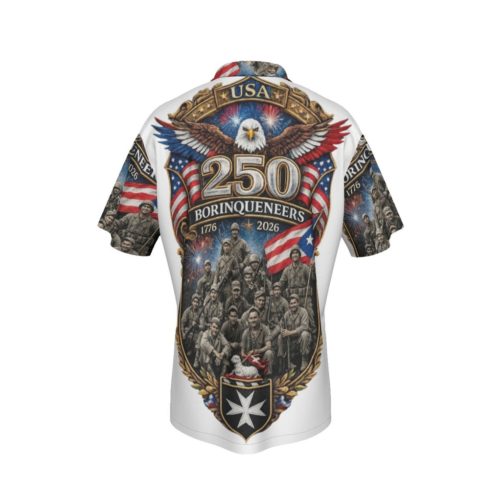 All-Over Print Men's Hawaiian Shirt With Button Closure