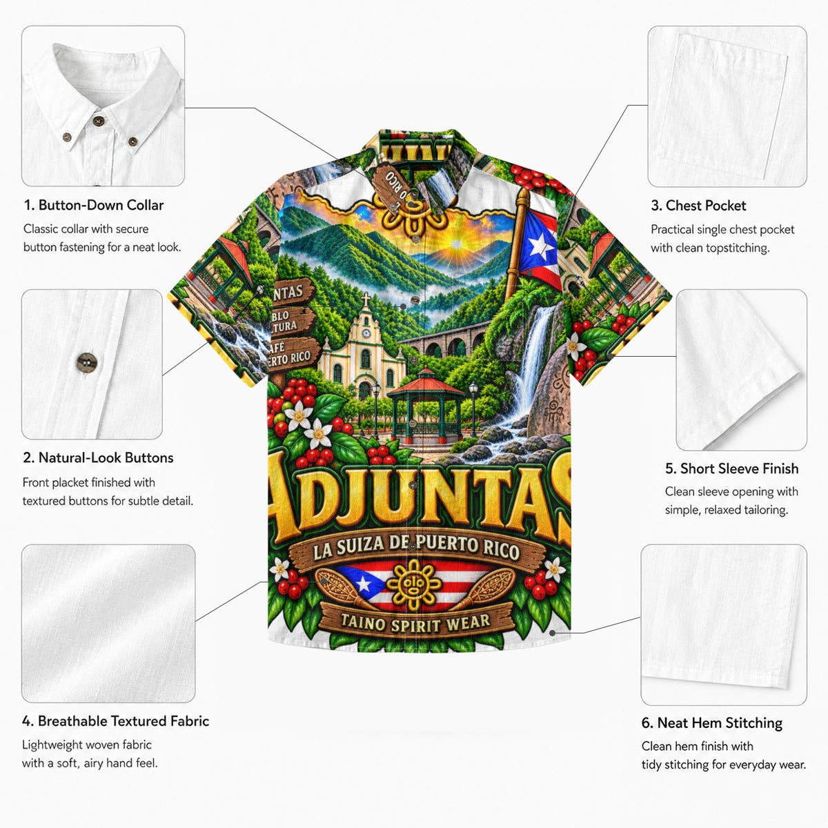 All-Over Print Men's Breathable Shirt|140GSM Slub Cotton