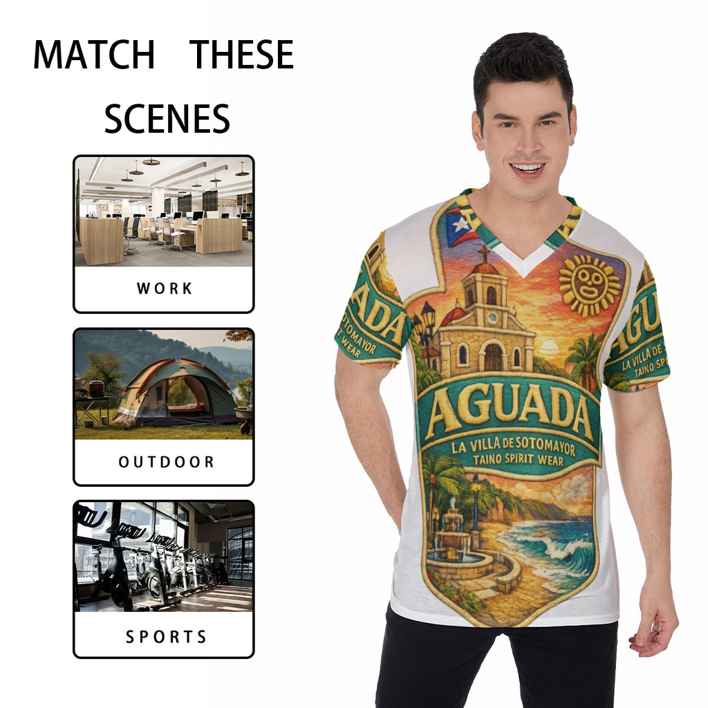 TSW Aguada Puerto Rico All-Over Print V-Neck T-Shirt