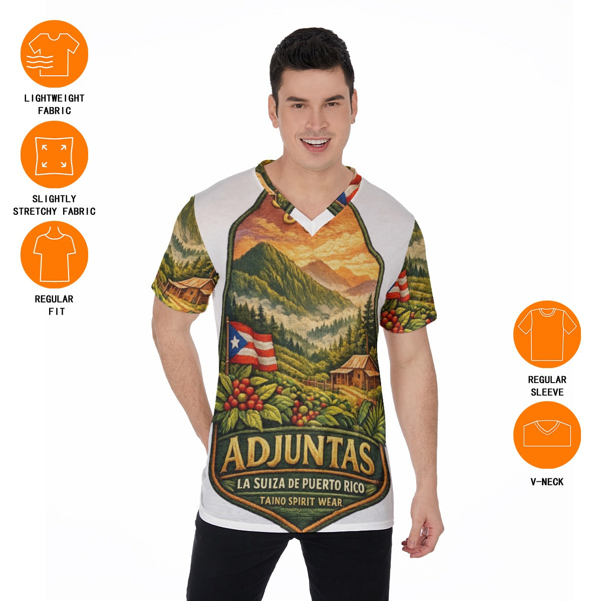 TSW Adjuntas Puerto Rico All-Over Print V-Neck T-Shirt